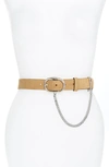 Rag & Bone Wingman Suede Belt With Chain In Almond