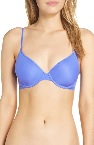 On Gossamer Next To Nothing Micro T-shirt Underwire Bra In Blue Dahlia