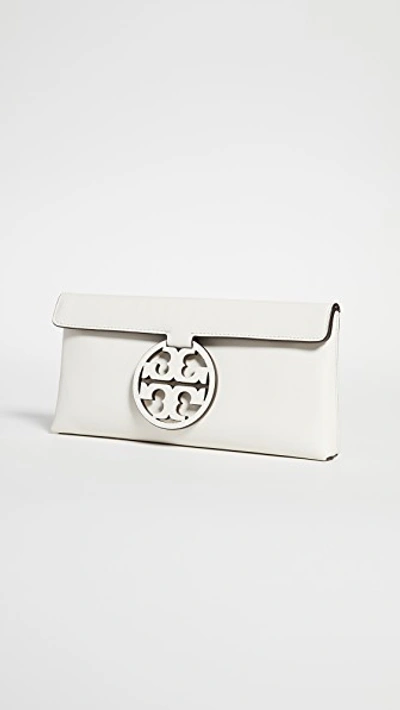 Tory Burch Miller Leather Clutch In Birch