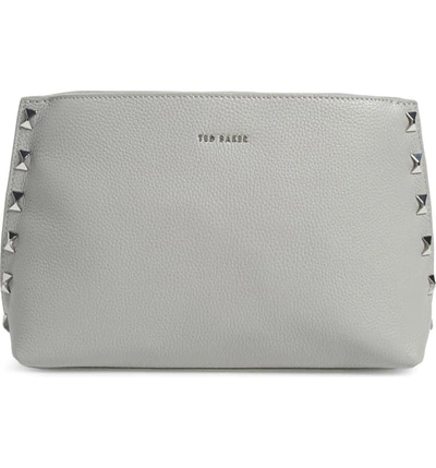 Ted Baker Jemira Bow Leather Clutch In Light Grey