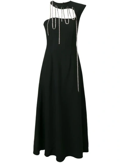 Christopher Kane Crystal-embellished One-shoulder Crepe Gown In Black
