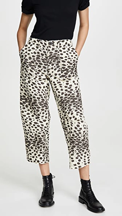 Sea Leo High-waisted Cropped Cheetah-print Cotton Pants In Multi