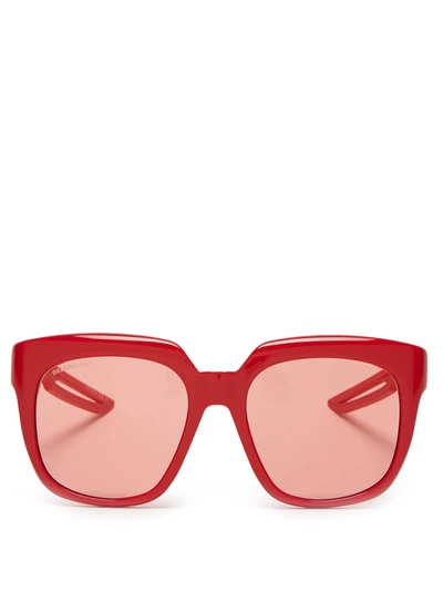 Balenciaga Hybrid Acetate Oversized Square-frame Sunglaess In Red