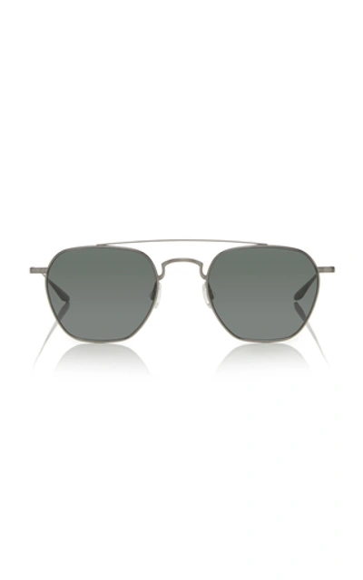 Barton Perreira Doyen Aviator-style Titanium Sunglasses In Silver