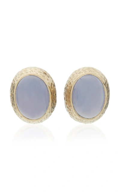 Sorab & Roshi Hammered 18k Gold And Chalcedony Earrings In Multi