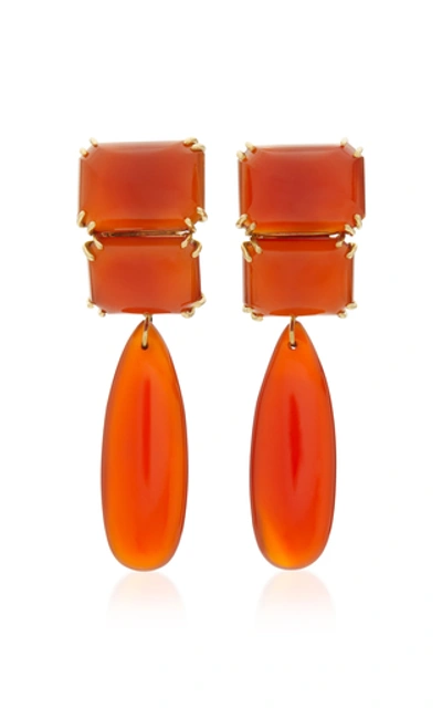 Sorab & Roshi 18k Gold And Carnelian Earrings In Orange