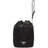 Prada Leather-trimmed Shell Cosmetics Pouch In Black