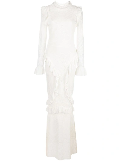 Alexis Ceecee Crochet Ruffle Trim Dress In White