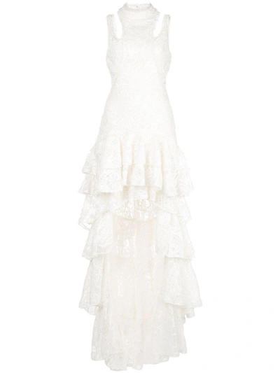 Alexis Varenna Embroidered Asymmetrical Gown In White