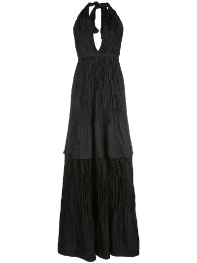 Alexis Tressa Fit-and-flare Plisse Gown In Black