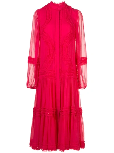 Alexis Patrizia Ruffled Silk-chiffon Midi Dress In Pink