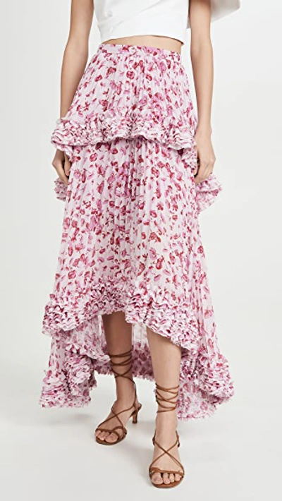 Amur Nita Floral-printed Chiffon Midi Skirt In Frozen Rose Pressed Floral