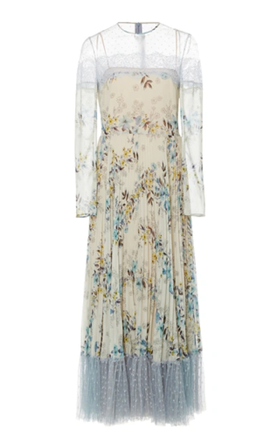 Red Valentino Floral Printed Midi Dress In Blue