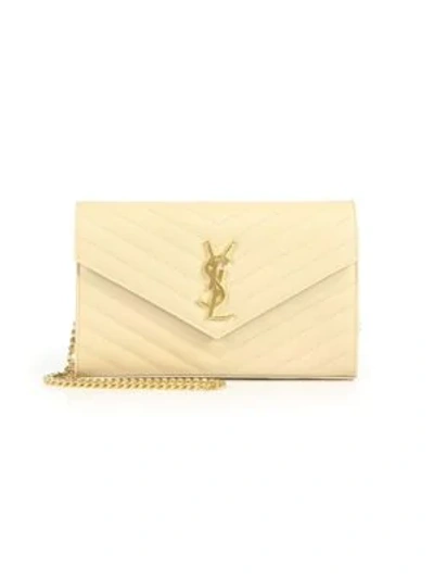 Saint Laurent Medium Monogram Matelass Leather Wallet-on-chain In Nude