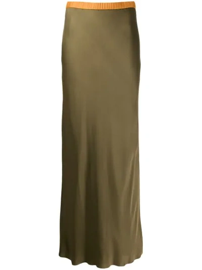 Helmut Lang Satin Slip Skirt In Green In Brown