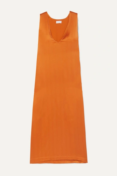 Asceno Sunset Sandwashed-silk Dress In Orange