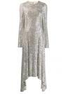 Galvan Modern Love Metallic Sequin Handkerchief A-line Dress In Platinum