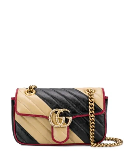 Gucci Gg Marmont Bi-colour Leather Cross-body Bag In Black