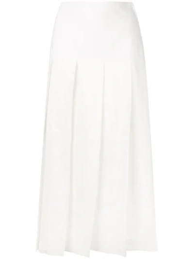 Jil Sander A-line Pleated Skirt In White