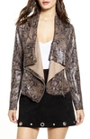 Blanknyc Drape Front Faux Suede Jacket In Snake