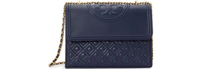 Tory Burch Leather Shoulder Bag In Royal Navy