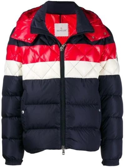 Moncler Janvry Color Block Down Jacket In Blue