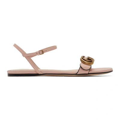 Gucci Gg Marmont Leather Sandals In Beige