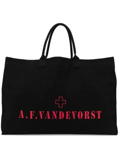 A.f.vandevorst Logo Large Tote Bag In Black