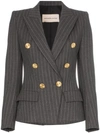 Alexandre Vauthier Double-breasted Pinstriped Wool-blend Blazer In Grey