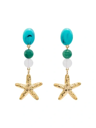 Rixo London Multi Gem Starfish Earrings In Metallic