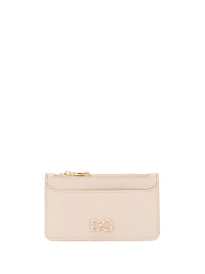 Dolce & Gabbana Crystal Logo Cardholder In Neutrals