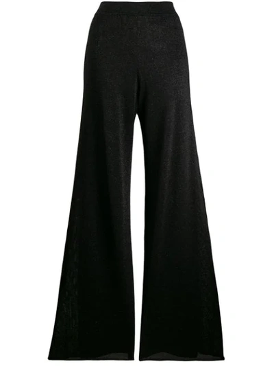 Missoni Metallic Crochet-knit Wide-leg Pants In Black