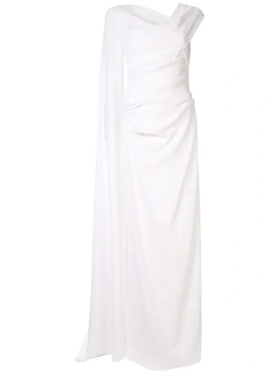 Talbot Runhof Rosedale Asymmetric Dress In White