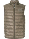 Ea7 Padded Gilet Jacket In Green