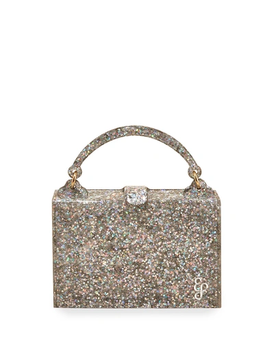 Edie Parker Housewife Glittered Top-handle Bag In Silver