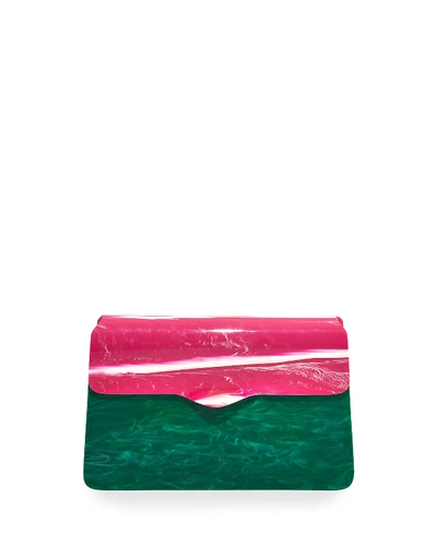 Edie Parker Two-tone Acrylic Shoulder Bag In Green/pink
