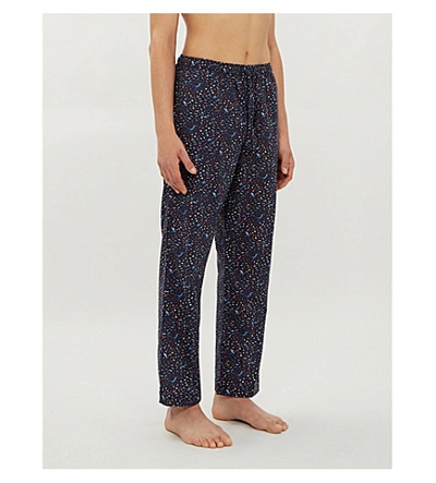 Derek Rose Fish-printed Cotton Pyjama Trousers In Navy