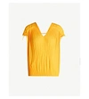 Ted Baker Chasta Tie-shoulder Pleated Crepe Top In Yellow