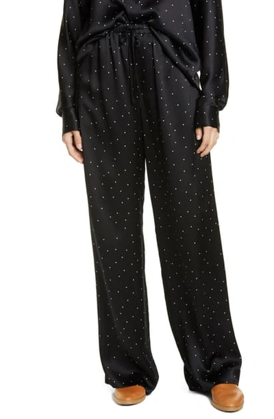 Vince Dot-print Silk Pajama Pants In Black