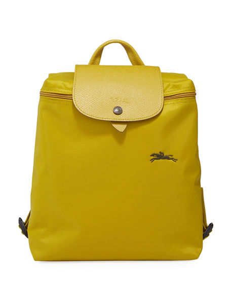 Longchamp Le Pliage Club Nylon Backpack In Acid Yellow/silver | ModeSens