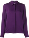 Theory Classic Fitted Stretch Silk Shirt In Plum