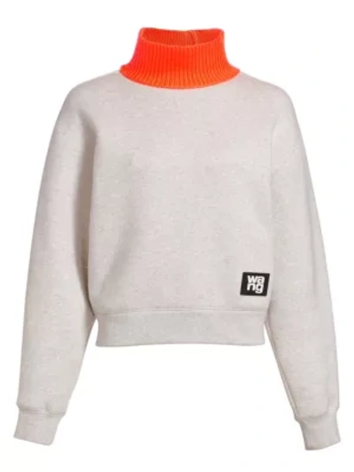 Alexander Wang T Alexanderwang.t Layered-look Fleece Sweatshirt In Light Gray/orange