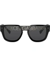 Dolce & Gabbana Logo Print Aviator Sunglasses In Black