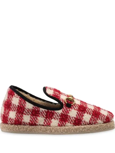 Gucci Women's Check Tweed Loafer In Red