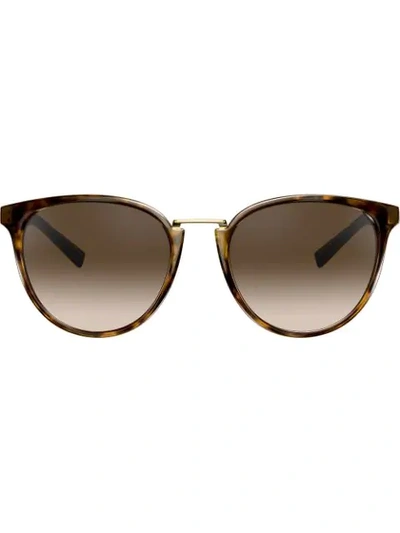 Versace Round Frame Sunglasses In Brown