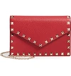 Valentino Garavani Rockstud Calfskin Leather Envelope Pouch - Red In Rosso V