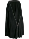 Sacai Zip Detail Pleated Skirt In Blue