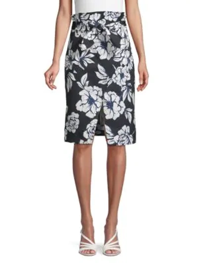Marissa Webb Floral-print Tie-front Skirt In Peony Black