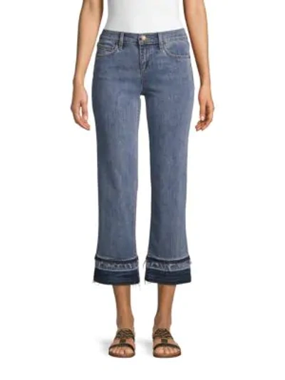 Karl Lagerfeld Wide-leg Frayed Jeans In Cool Blue