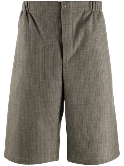 Gucci Wide-leg Pleated Birdseye Wool Shorts In Brown